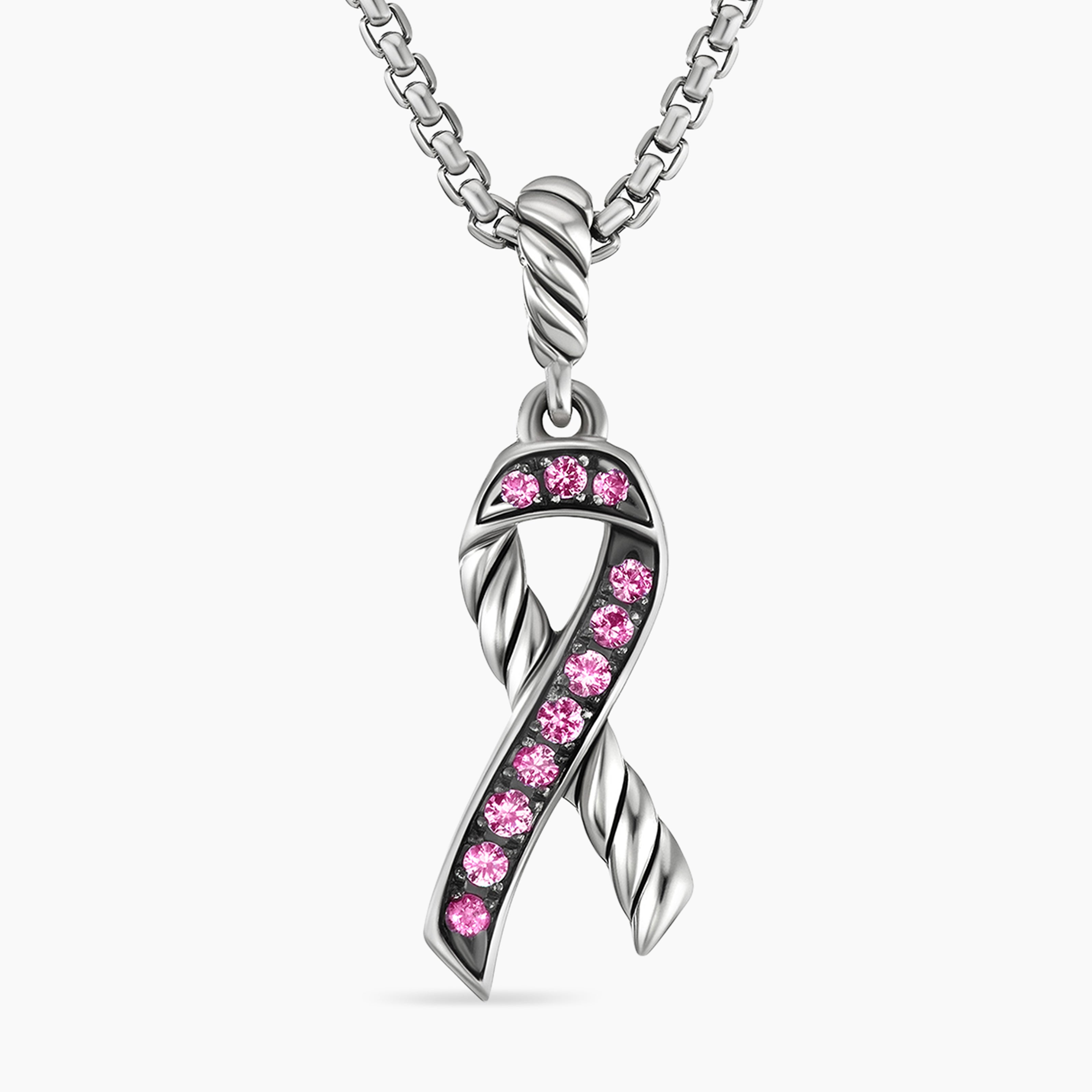 Cable Collectibles® Ribbon Necklace in Sterling Silver with Pink