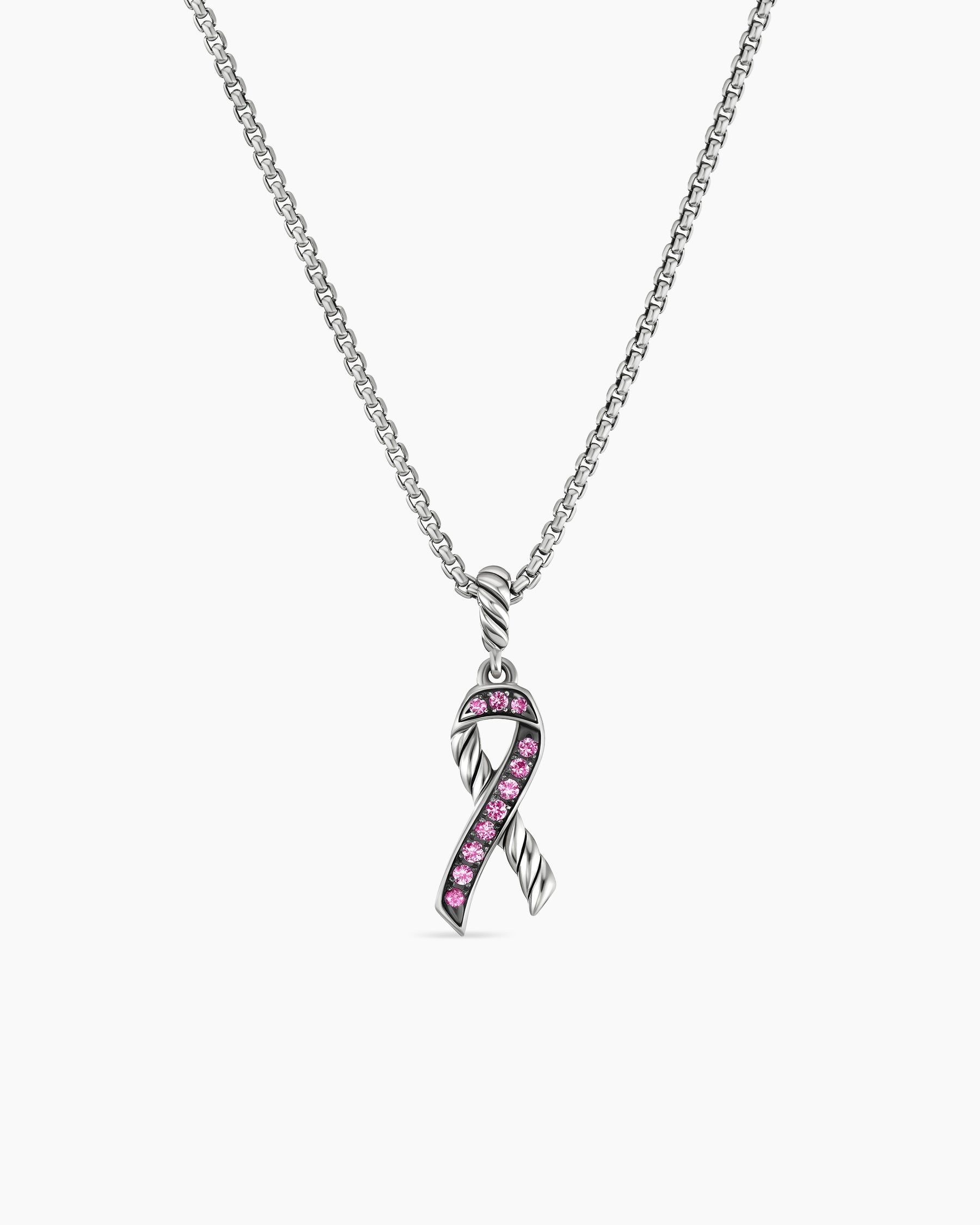 14kt Rose Gold Diamond-Cut Breast Cancer Awareness Ribbon Pendant Charm