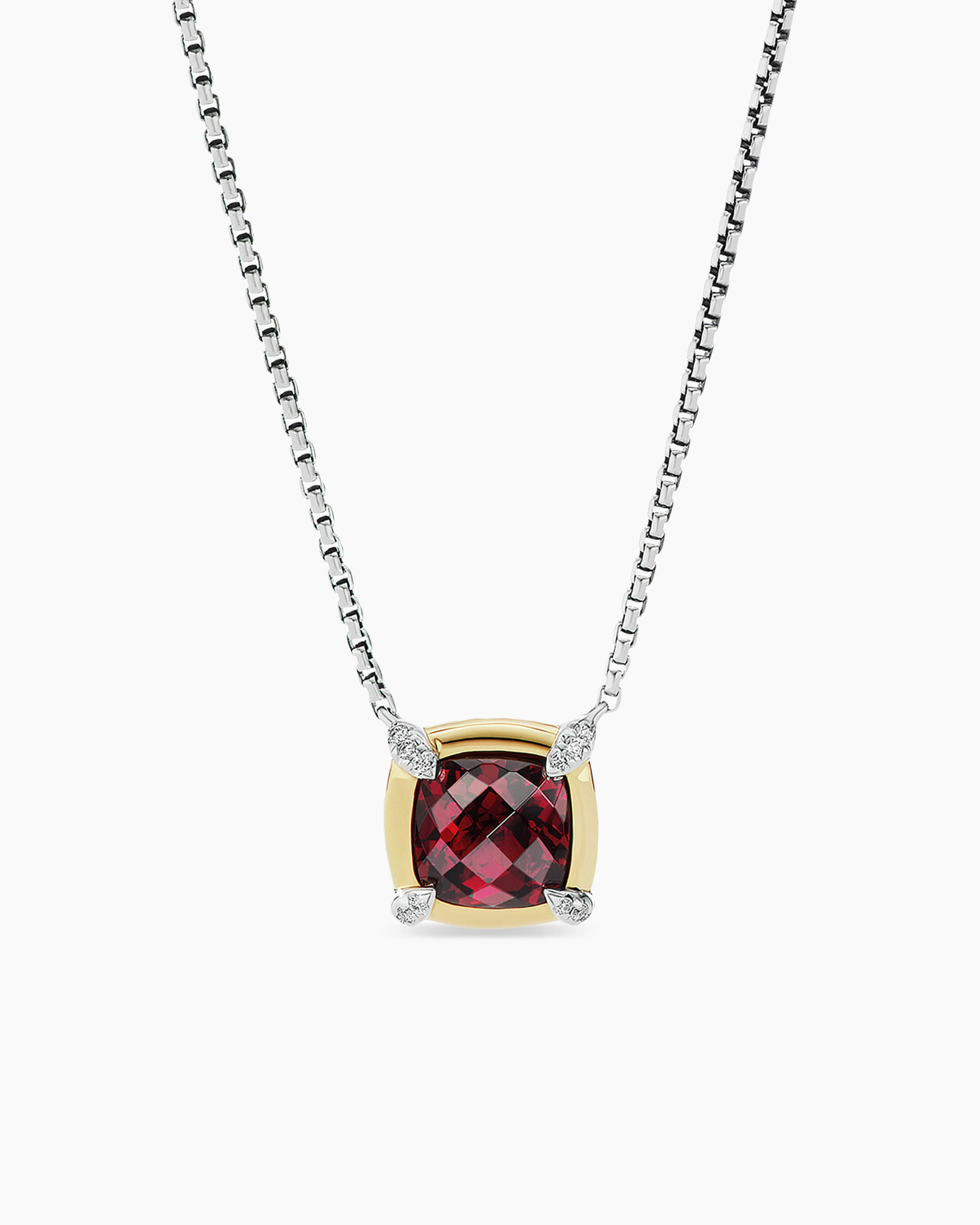 David Yurman Chatelaine Pendant Necklace with Rhodalite Garnet and Diamonds  | Lee Michaels Fine Jewelry stores