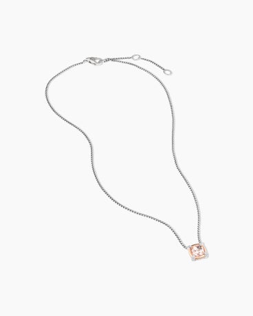 Petite Chatelaine® Pendant Necklace in Sterling Silver with 18K Rose Gold, Morganite and Diamonds, 7mm