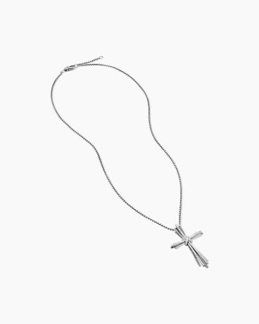 Angelika™ Cross Necklace in Sterling Silver with Diamonds, 39mm