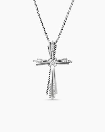 Angelika™ Cross Necklace in Sterling Silver with Diamonds, 39mm
