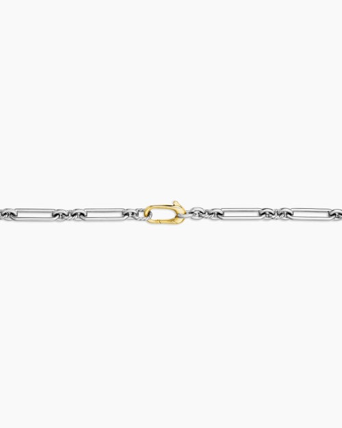 Womens Lexington Chain Necklace in Sterling Silver with 18K Yellow Gold, 4.5mm