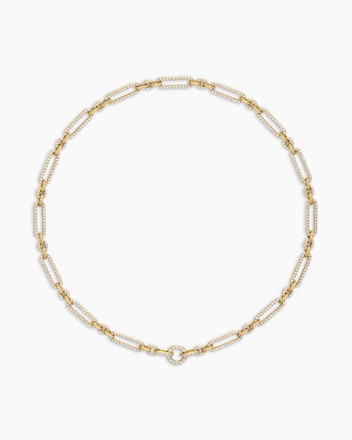 Womens Lexington Chain Necklace in 18K Yellow Gold with Diamonds, 6.5mm