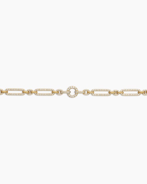 Womens Lexington Chain Necklace in 18K Yellow Gold with Diamonds, 6.5mm