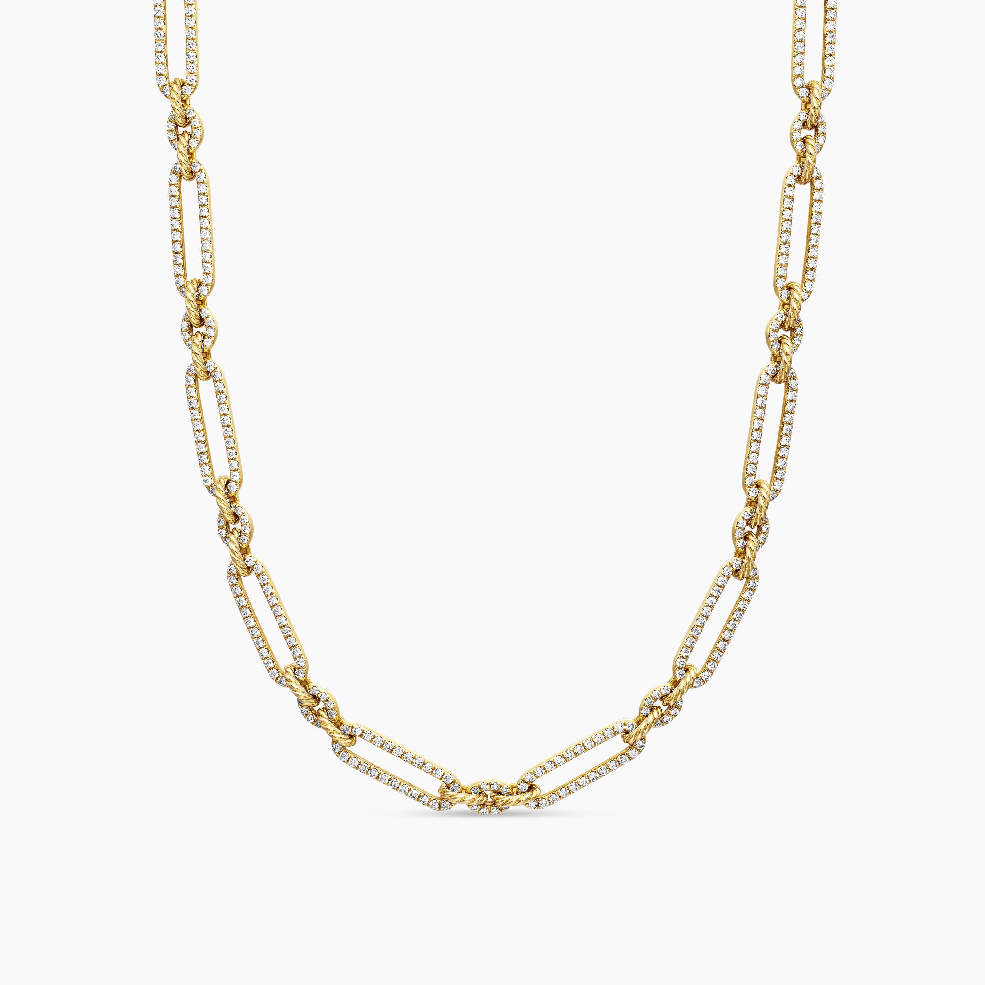 Womens Lexington Chain Necklace in 18K Yellow Gold with Diamonds, 6.5mm