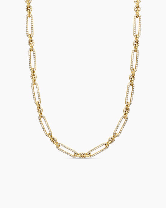 Lexington Chain Necklace in 18K Yellow Gold with Diamonds, 6.5mm