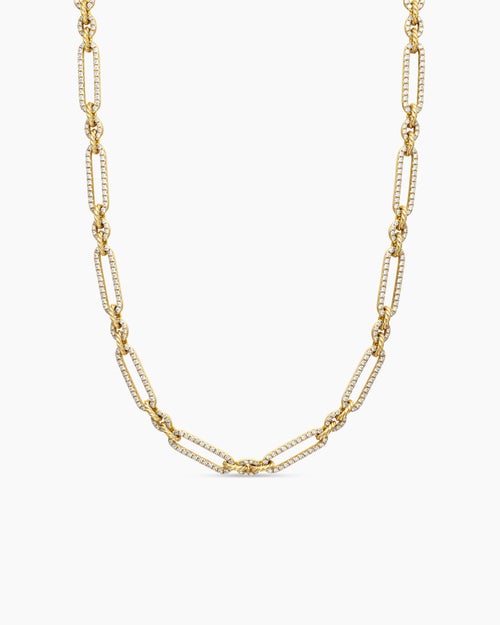 Womens Lexington Chain Necklace in 18K Yellow Gold with Diamonds, 6.5mm