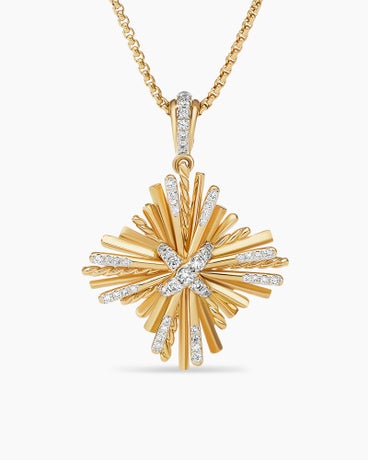 Angelika™ Four Point Pendant Necklace in 18K Yellow Gold with Diamonds, 24mm
