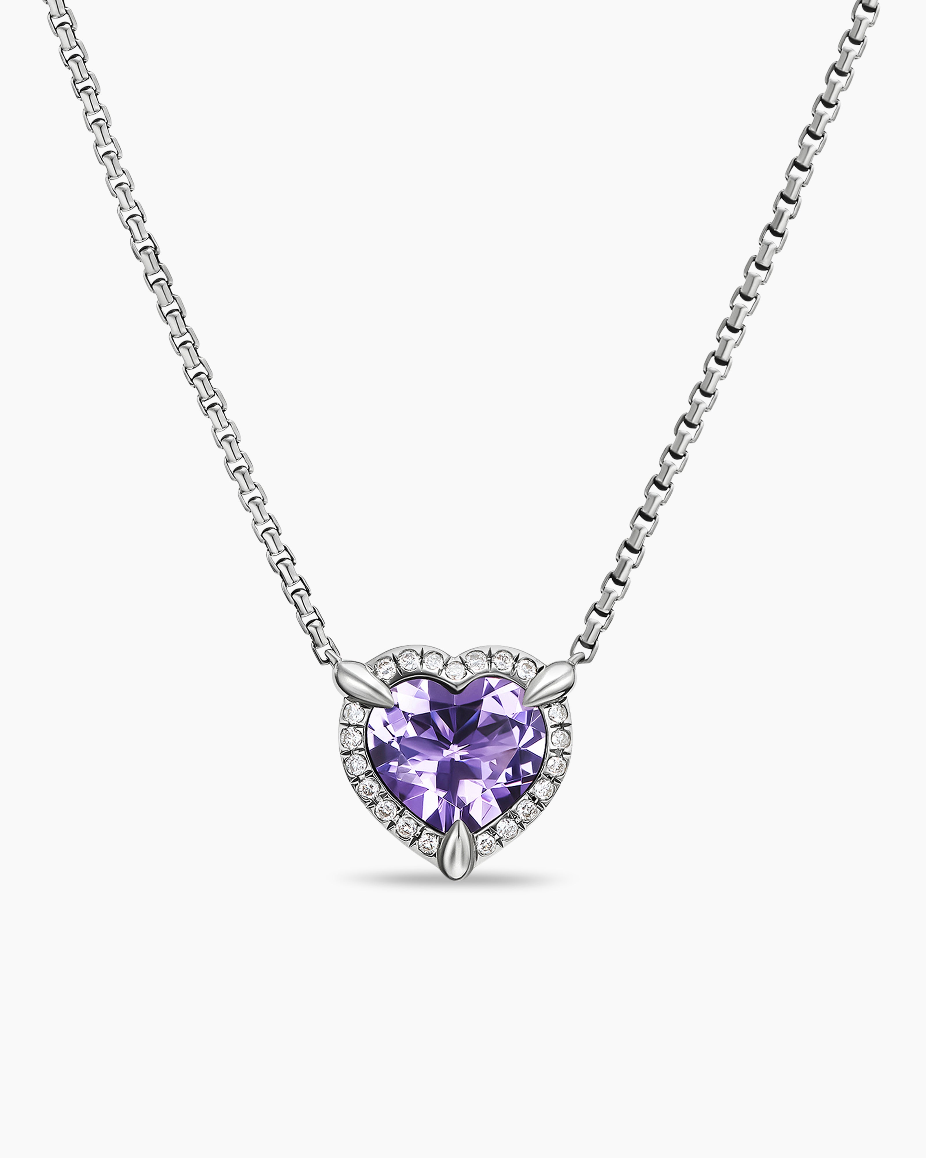 Petite Chatelaine® Pavé Bezel Pendant Necklace in Sterling Silver with  Amethyst and Diamonds, 7mm | David Yurman