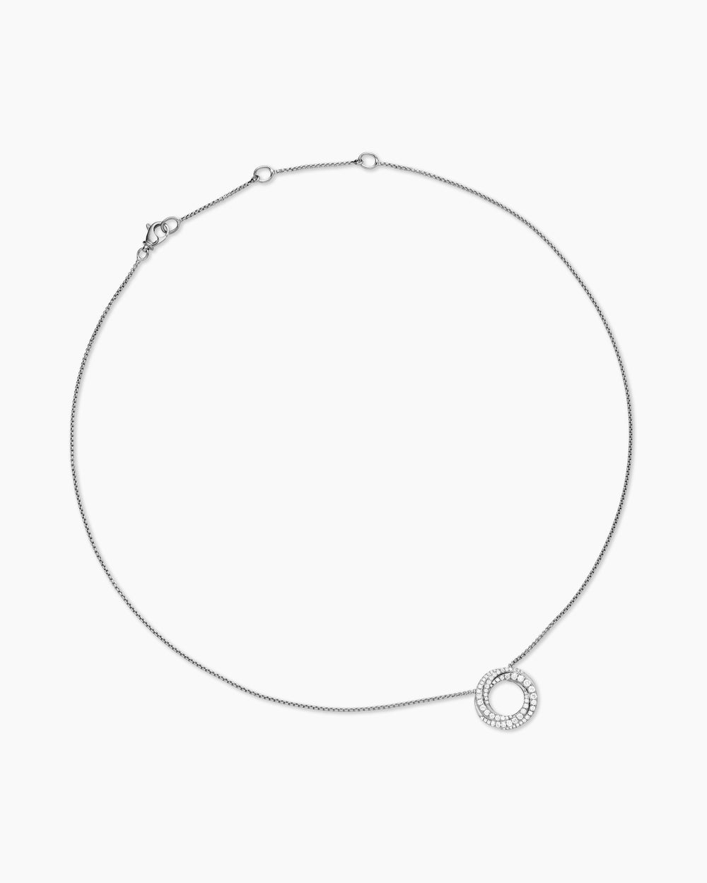 Womens Petite Pavé Crossover Pendant Necklace in 18ct White Gold with Diamonds, 15.5mm