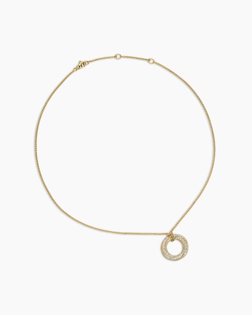 Womens Pavé Crossover Pendant Necklace in 18ct Yellow Gold with Diamonds, 21mm