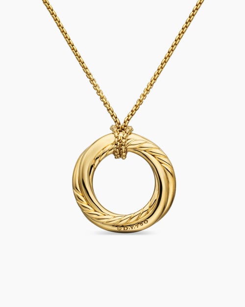 Womens Pavé Crossover Pendant Necklace in 18K Yellow Gold with Diamonds, 21mm