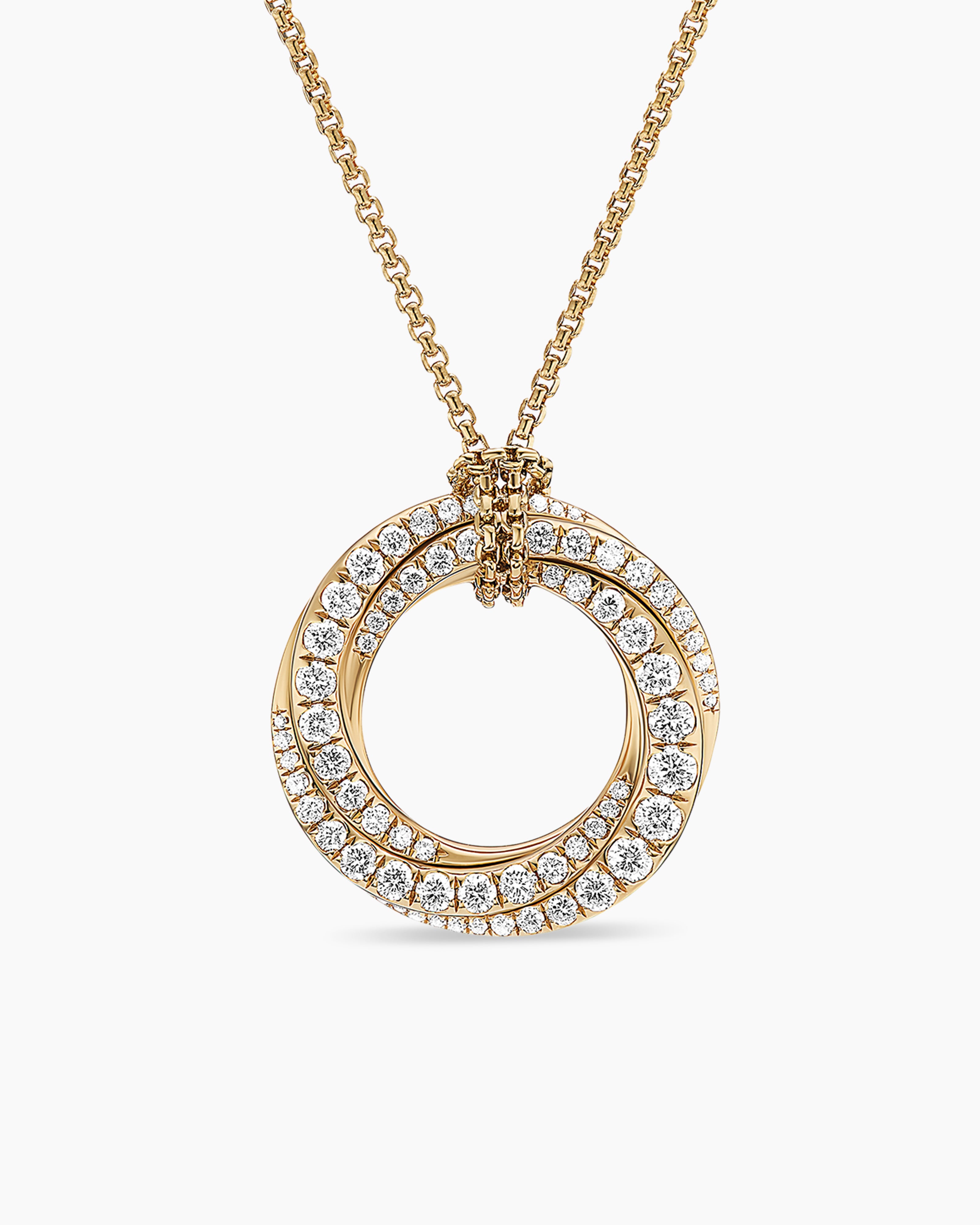 David Yurman Diamond Cable Crossover Circle Pendant Necklace - Yoogi's  Closet