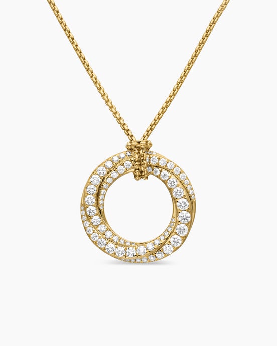 Pavé Crossover Pendant Necklace in 18K Yellow Gold with Diamonds, 21mm
