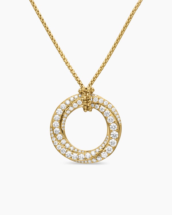 Pavé Crossover Pendant Necklace in 18K Yellow Gold with Diamonds, 21mm