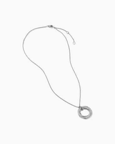 Pavé Crossover Pendant Necklace in 18K White Gold with Diamonds, 21mm