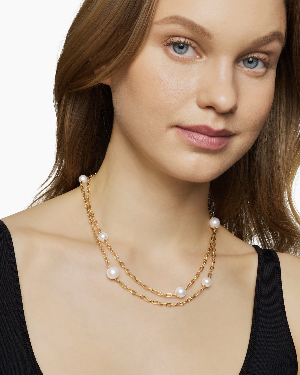 Womens DY Madison® Pearl Necklace in 18ct Yellow Gold with Pearls, 6.2mm