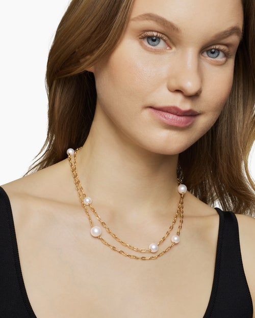 Womens DY Madison® Pearl Necklace in 18K Yellow Gold with Pearls, 6.2mm