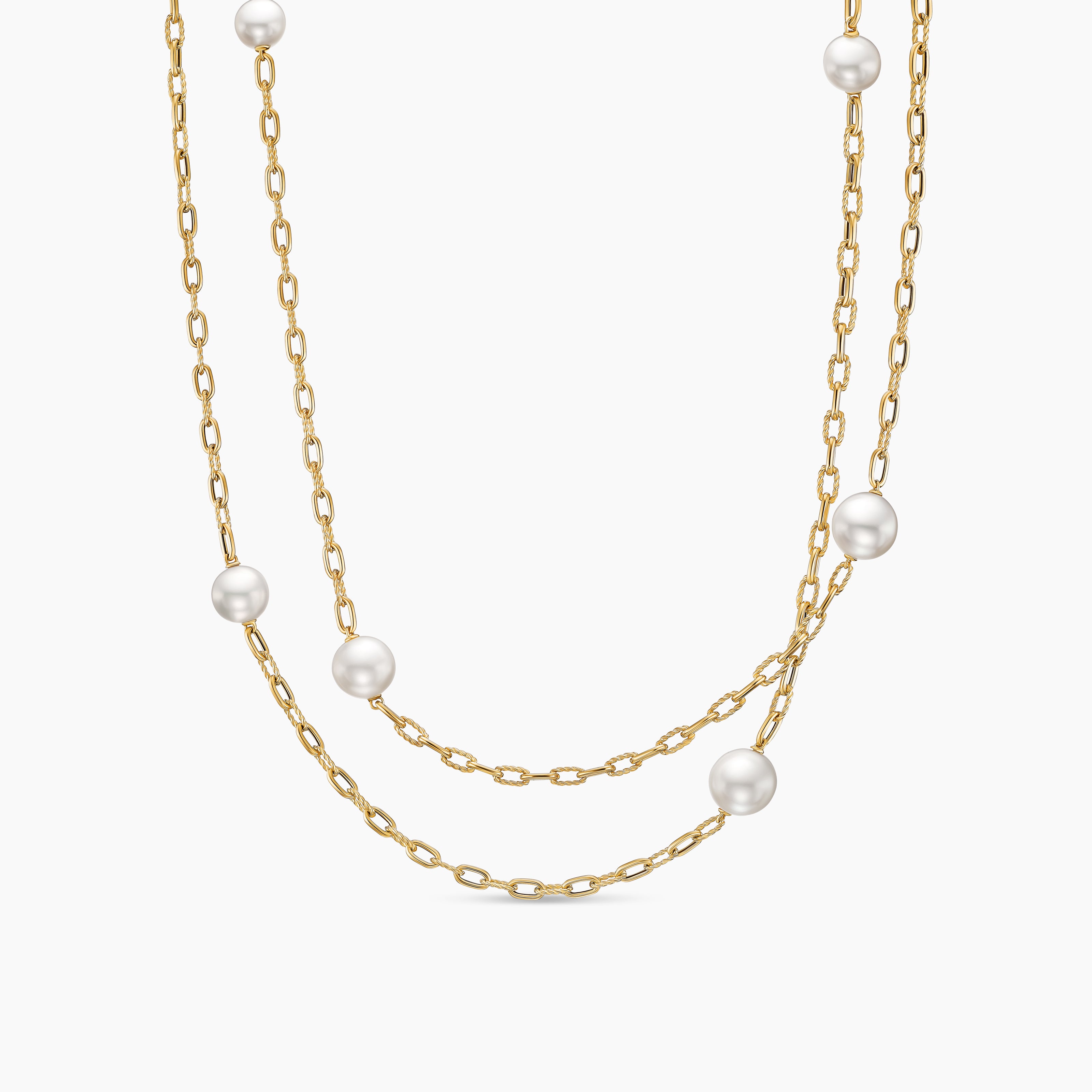 Womens DY Madison&reg; Pearl Necklace in 18K Yellow Gold with Pearls, 6.2mm