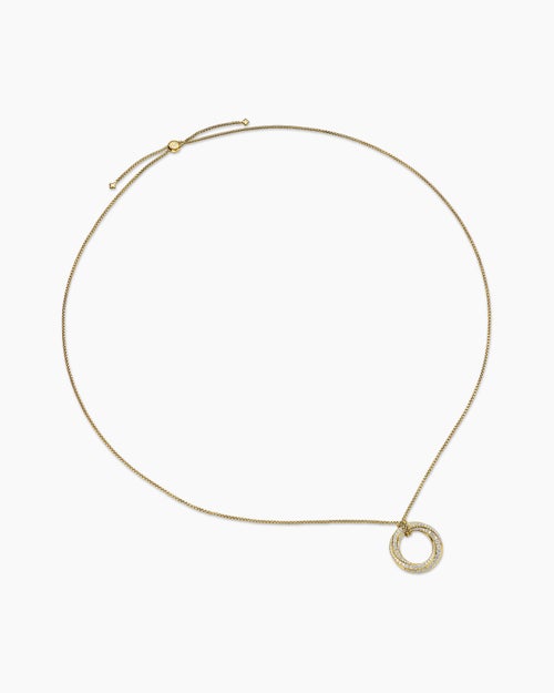 Womens Pavé Crossover Pendant Necklace in 18K Yellow Gold with Diamonds, 30mm