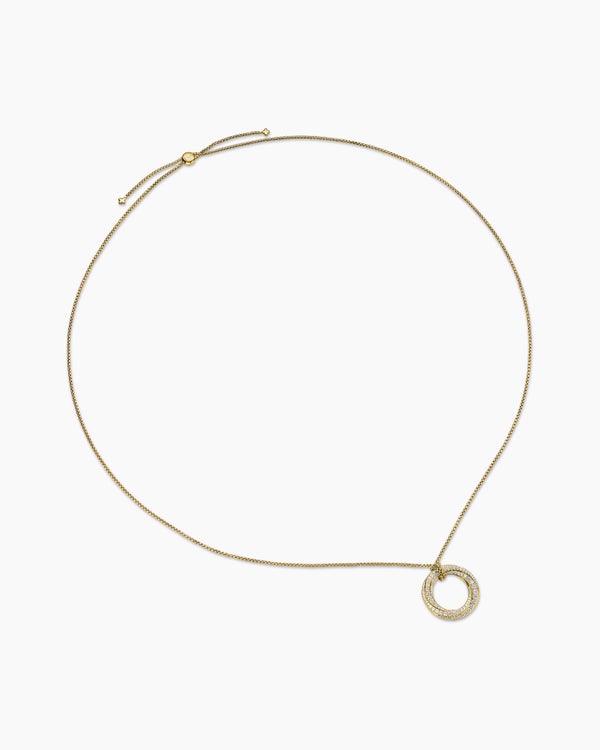 Pavé Crossover Pendant Necklace in 18K Yellow Gold with Diamonds, 30mm