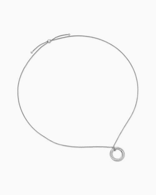 Womens Pavé Crossover Pendant Necklace in 18K White Gold with Diamonds, 30mm