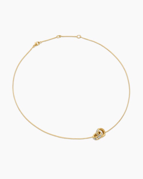 Womens Modern Renaissance® Double Pendant Necklace in 18K Yellow Gold with Diamonds, 16.4mm