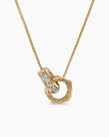 Modern Renaissance Double Pendant Necklace in 18K Yellow Gold with Diamonds, 16.4mm