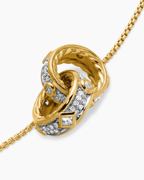 Womens Modern Renaissance® Double Pendant Necklace in 18K Yellow Gold with Diamonds, 16.4mm