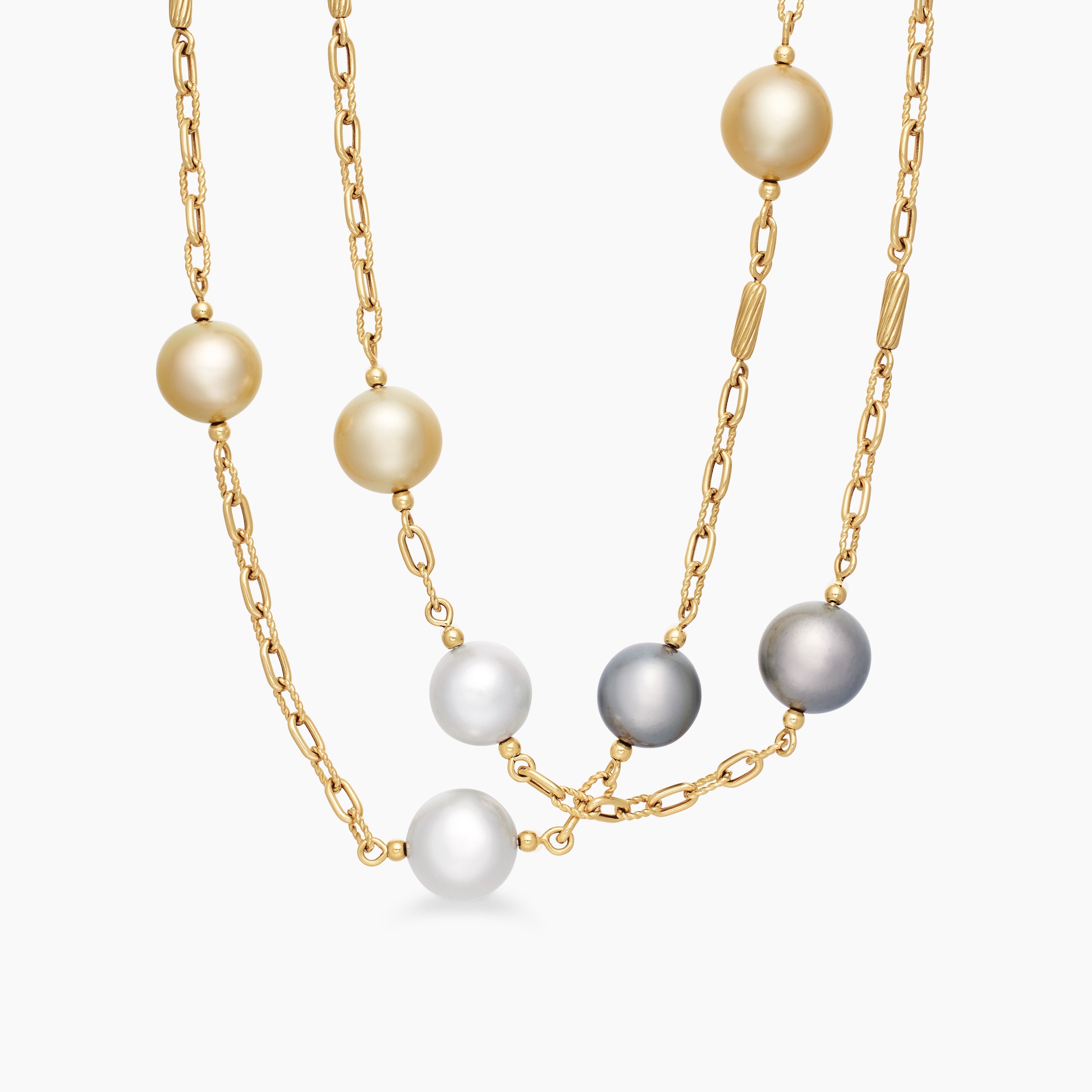 Womens DY Madison&reg; Color Pearl Necklace in 18K Yellow Gold with Pearls, 6.2mm
