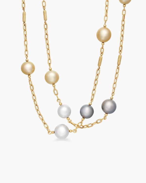 DY Madison® Color Pearl Necklace in 18K Yellow Gold with Pearls, 6.2mm