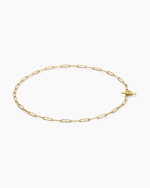 Womens DY Madison Elongated Chain Necklace in 18ct Yellow Gold, 3.5mm