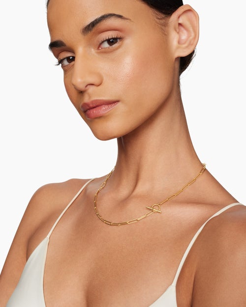 Collier chaîne allongé DY Madison en or jaune 18 carats, 3,5 mm