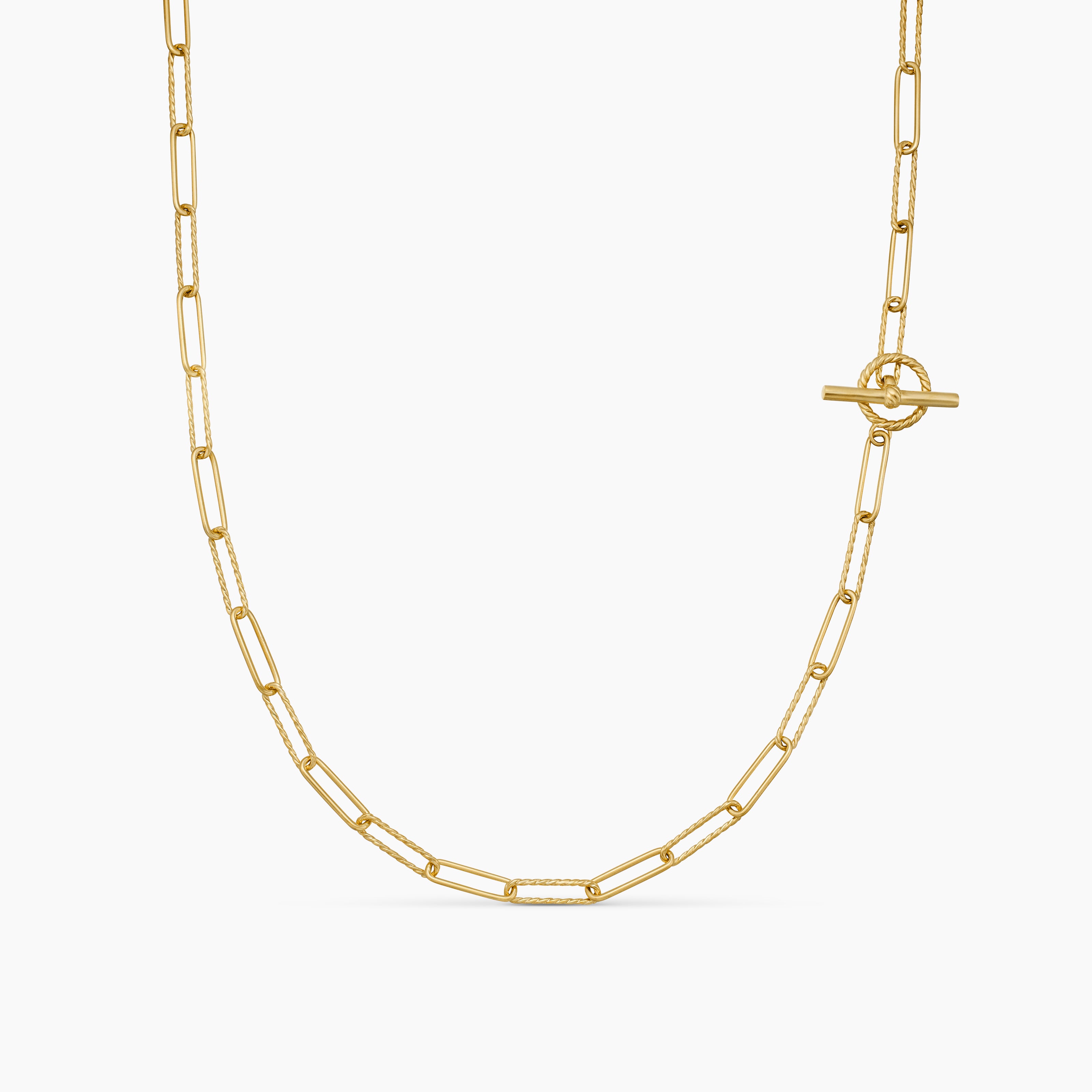 Womens DY Madison Elongated Chain Necklace in 18K Yellow Gold, 3.5mm