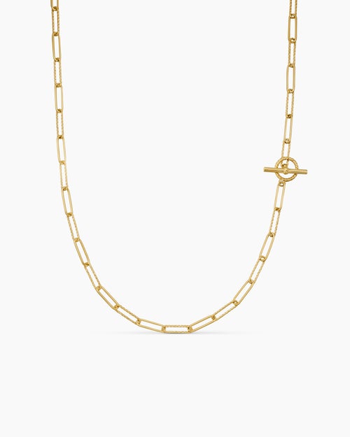 Womens DY Madison Elongated Chain Necklace in 18ct Yellow Gold, 3.5mm