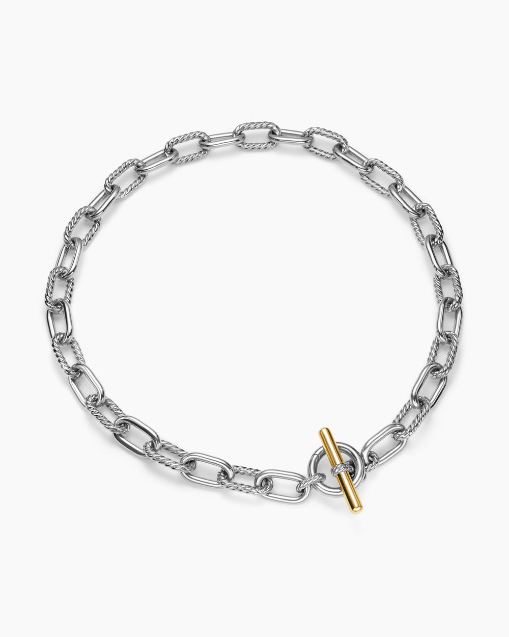 Womens DY Madison Toggle Chain Necklace in Sterling Silver with 18K Yellow Gold, 11mm