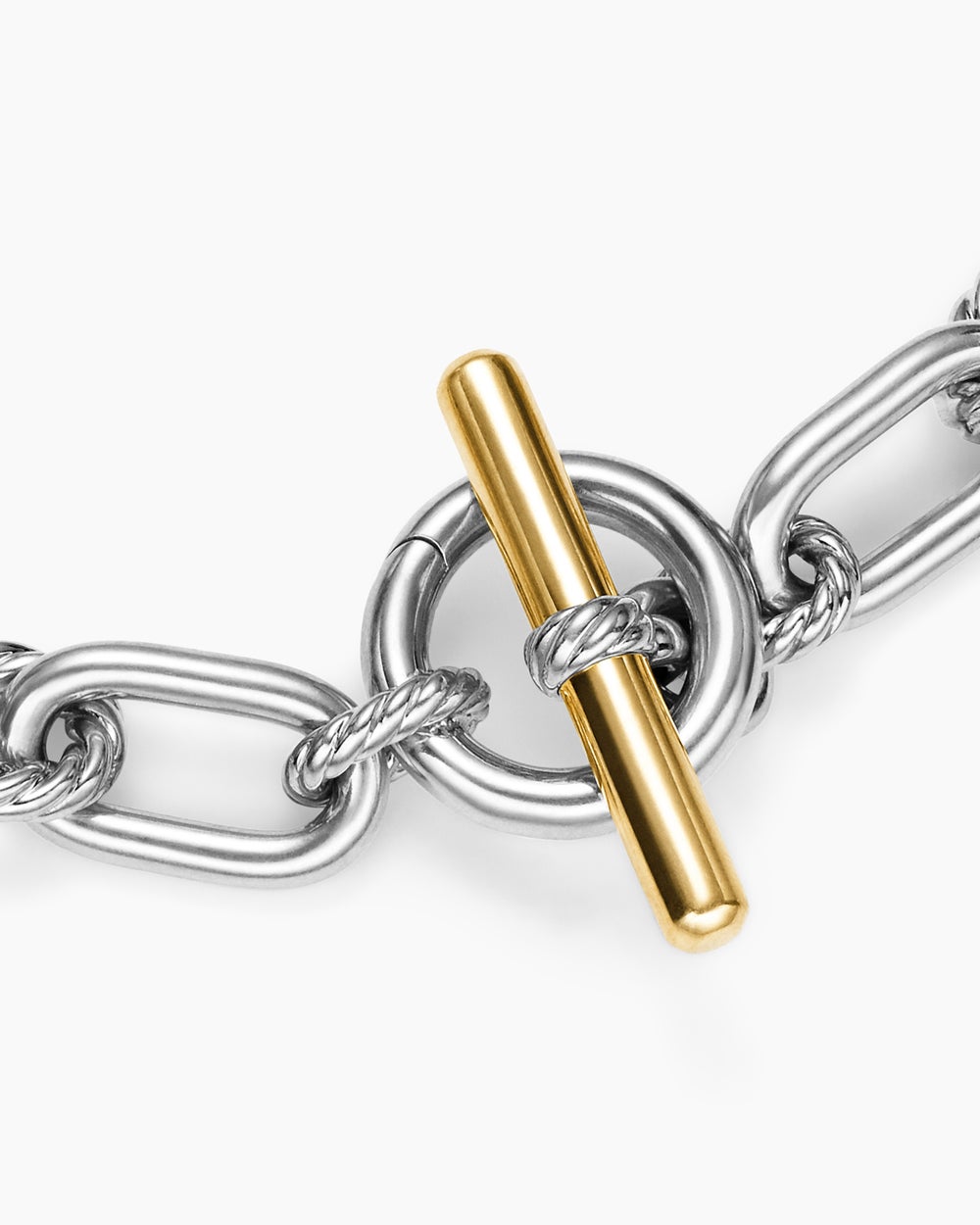 Womens DY Madison Toggle Chain Necklace in Sterling Silver with 18K Yellow Gold, 11mm