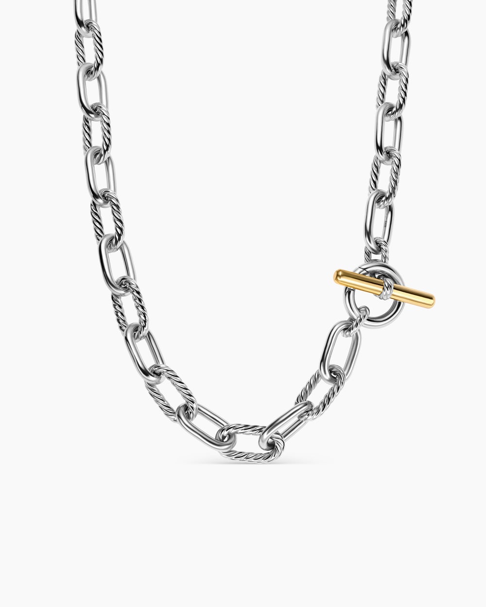 Womens DY Madison Toggle Chain Necklace in Sterling Silver with 18K Yellow Gold, 11mm