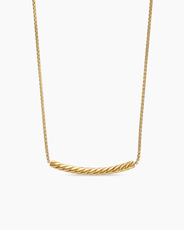 Petite Pavé Bar Necklace in 18K Yellow Gold with Blue Sapphires