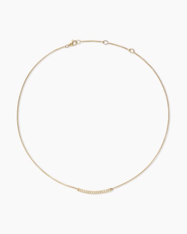 Petite Pavé Bar Necklace in 18K Yellow Gold with Diamonds