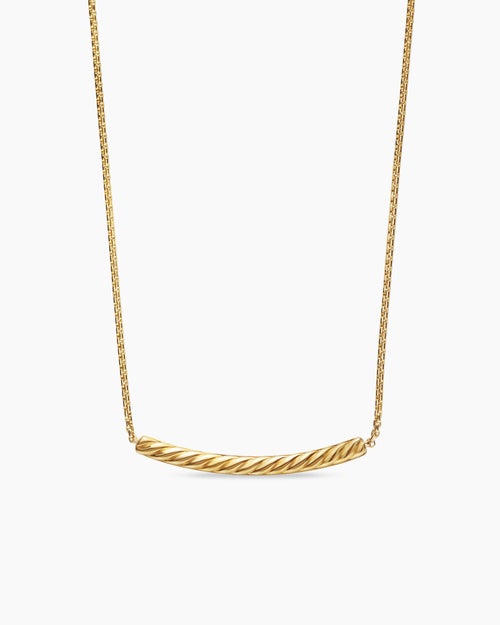 Womens Petite Pavé Bar Necklace in 18K Yellow Gold with Diamonds, 1.25mm