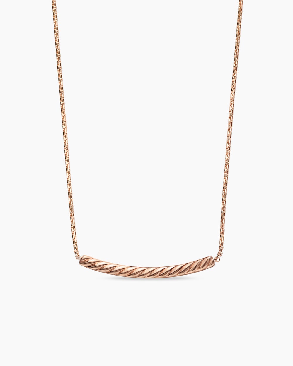 Womens Petite Pavé Bar Necklace in 18ct Rose Gold with Cognac Diamonds, 1.25mm