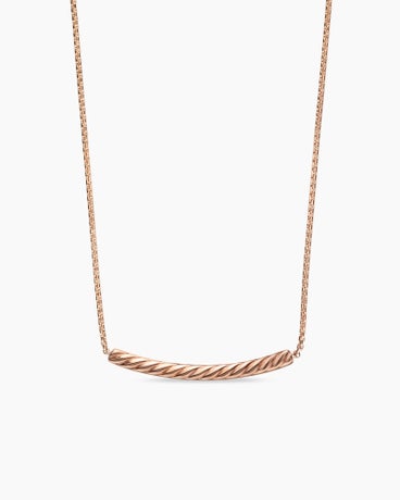 Petite Pavé Bar necklace in 18K Rose Gold with Cognac Diamonds