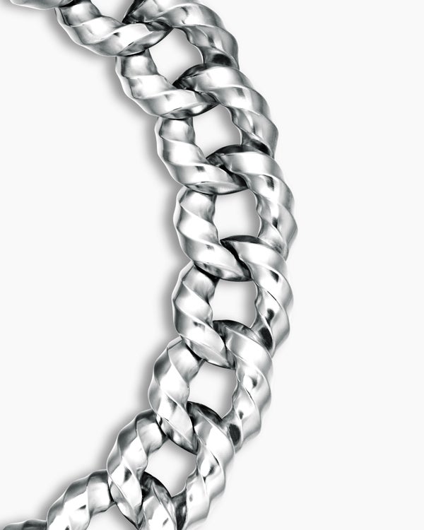 Cable Edge Curb Chain Necklace in Sterling Silver, 23mm
