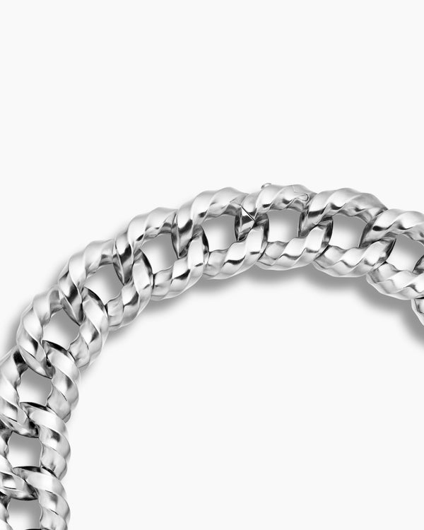 Cable Edge Curb Chain Necklace in Sterling Silver, 23mm