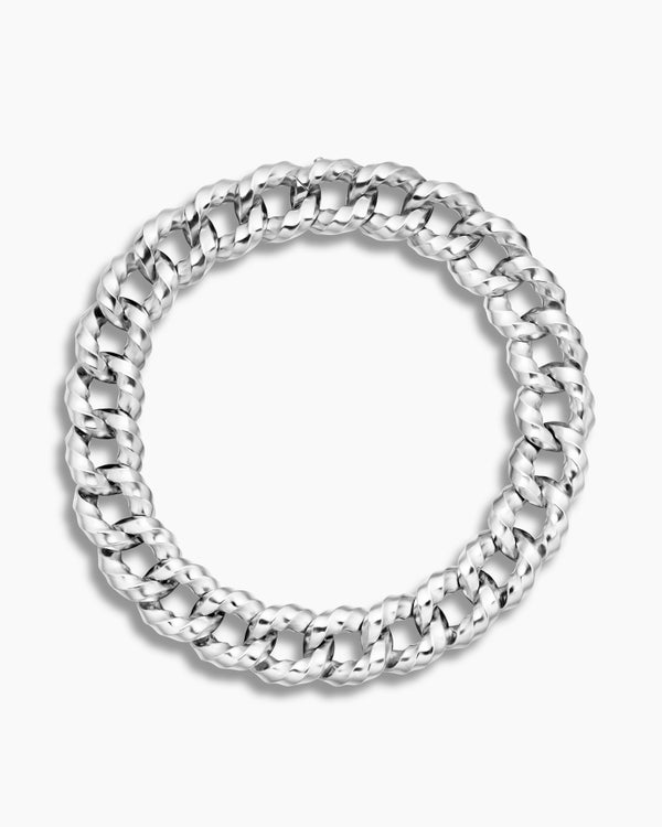 Cable Edge Curb Chain Necklace in Sterling Silver, 23mm