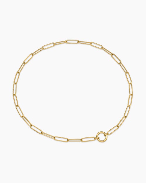 Womens DY Madison Elongated Chain Necklace in 18K Yellow Gold, 5mm