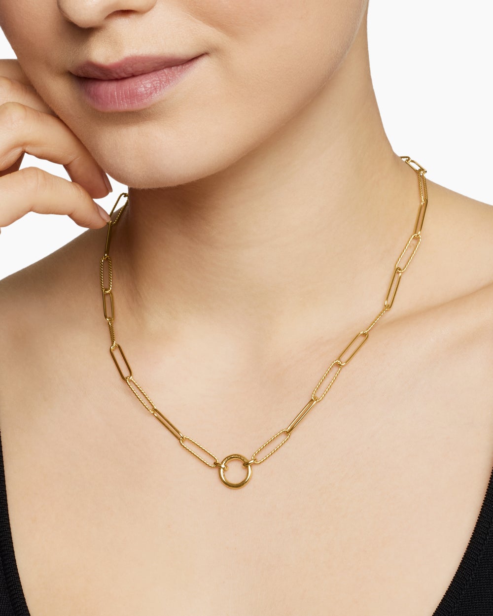 Collier chaîne allongée DY Madison® en or jaune 18 carats, 5 mm femme