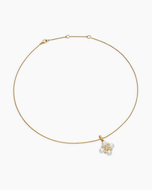 Womens Renaissance® Pearl Necklace in 18K Yellow Gold with Pearls and Diamonds, 20mm